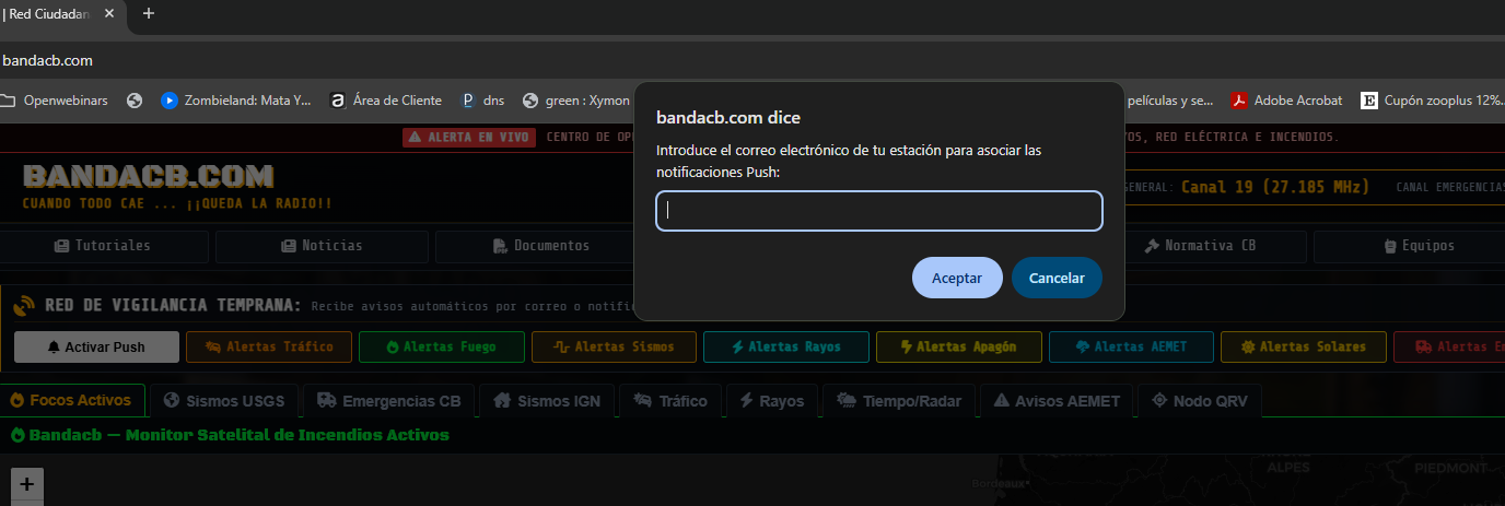 Prompt para introducir email de estación